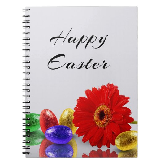 Farbenfrohe Ostereier mit Gerbera Notizblock (Vorderseite)