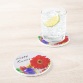 Farbenfrohe Ostereier mit Gerbera Sandstein Untersetzer (Seite)