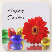 Farbenfrohe Ostereier mit Gerbera Untersetzer (Vorderseite)