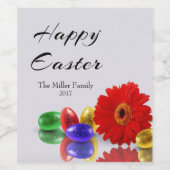 Farbenfrohe Ostereier mit Gerbera Weinetikett (Einzelnes Label)