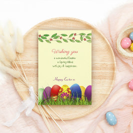 Farbenfrohe Ostereier mit Graskarte Dankeskarte