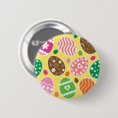 Farbenfrohe Ostereier Muster Gelber Hintergrund Button (Vorne & Hinten)