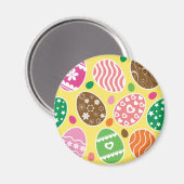 Farbenfrohe Ostereier Muster Gelber Hintergrund Magnet (Vorderseite/Rückseite)