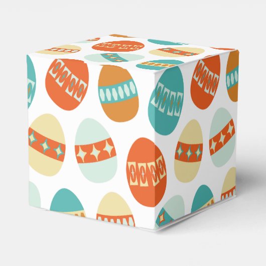 Farbenfrohe Ostereier Muster Mitte Jahrhundert Mod Geschenkschachtel (Rückseite)