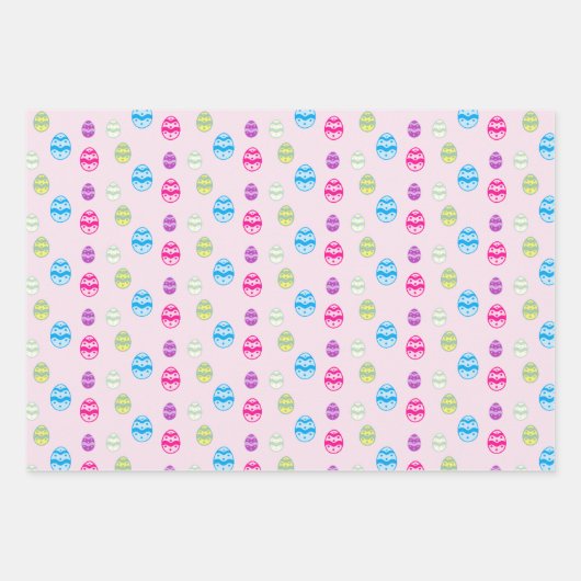 Farbenfrohe Ostereier-Muster-Papierblätter Geschenkpapier Set (Vorderseite)