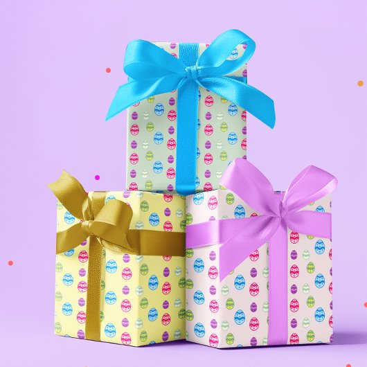 Farbenfrohe Ostereier-Muster-Papierblätter Geschenkpapier Set