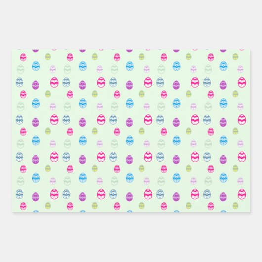 Farbenfrohe Ostereier-Muster-Papierblätter Geschenkpapier Set (Vorderseite)