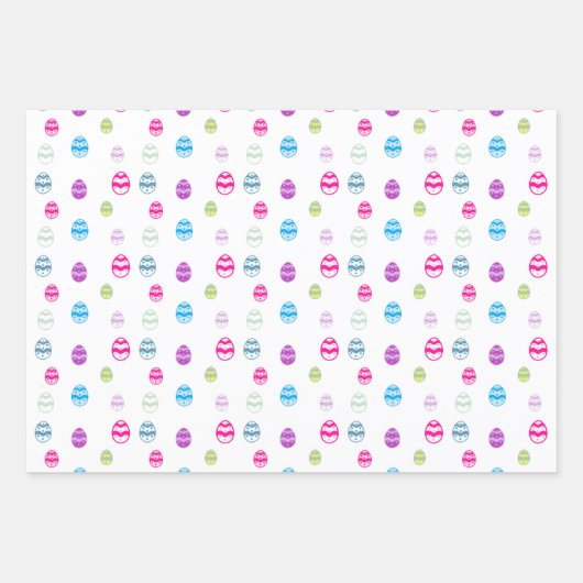 Farbenfrohe Ostereier-Muster-Papierblätter Geschenkpapier Set (Vorderseite 3)