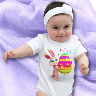Farbenfrohe Ostereier Niedlich Ostern Bunny Egg Hu Baby Strampler