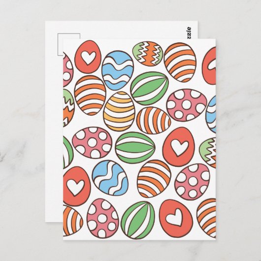 Farbenfrohe Ostereier - Niedliches Frühjahrsgesche Postkarte (Vorne/Hinten)