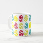 Farbenfrohe Ostereier Polka Dot Happy Oaster Kaffeetasse (Vorderseite Links)