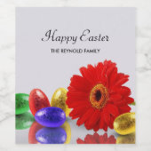 Farbenfrohe Ostereier Red Gerbera Weinetikett (Einzelnes Label)