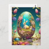 Farbenfrohe Ostereier, sonnige und Frühlingsblumen Postkarte (Vorne/Hinten)