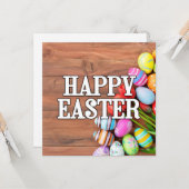 Farbenfrohe Ostereier & Tulip Blume Karte (Vorderseite/Rückseite Beispiel)