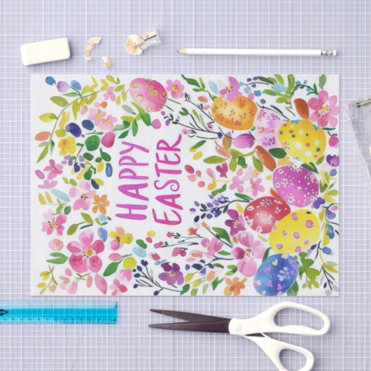 Farbenfrohe Ostereier und Blume Seidenpapier (Handwerk)