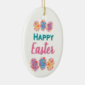 Farbenfrohe Ostereier Wasserfarben Blots Happy Oas Keramik Ornament (Rechts)