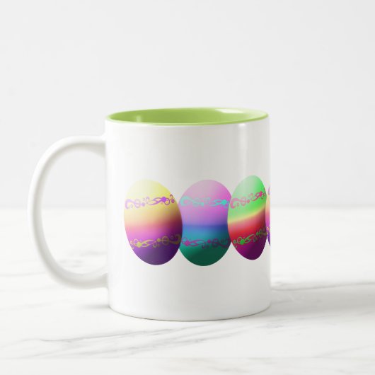 Farbenfrohe Ostereier Zweifarbige Tasse (Links)