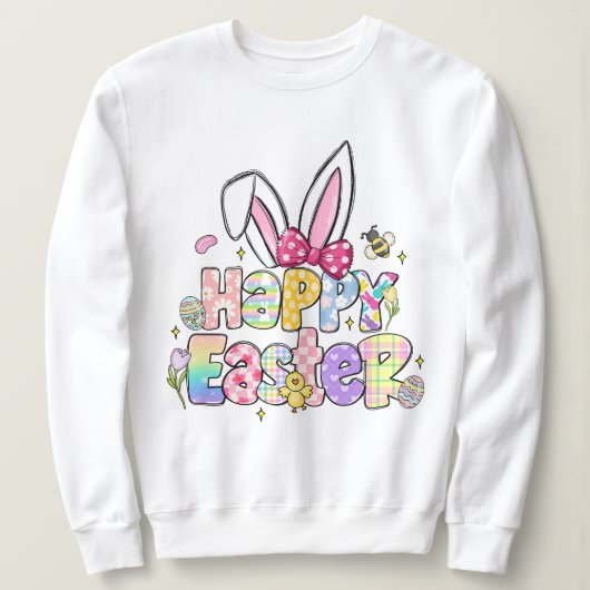 Farbenfrohe Osterfeier Bunny Spring Floral Sweatshirt (Design vorne)