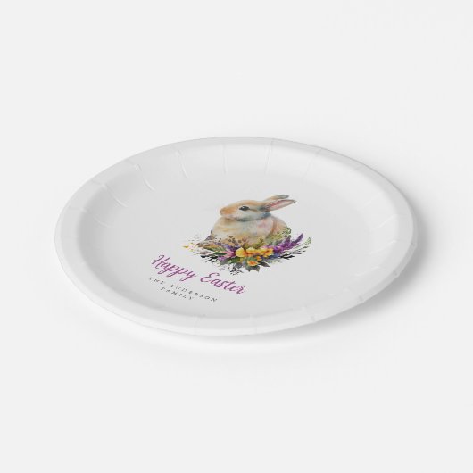 Farbenfrohe Osterfeier Pappteller (Schrägansicht)