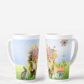 Farbenfrohe Osterkulisse mit sonnigen Ohren Milchtasse