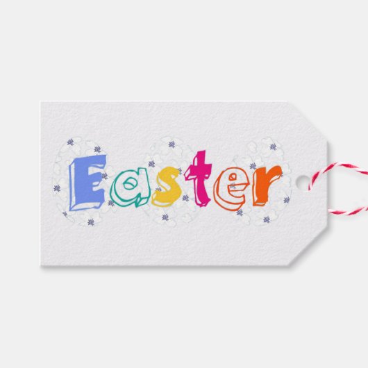 Farbenfrohe „Ostern“-Beschriftung  Geschenkanhänger (Vorderseite (Horizontal))