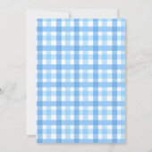 Farbenfrohe Ostern Blaue Gingham-Ostereiersuche Einladung (Rückseite)