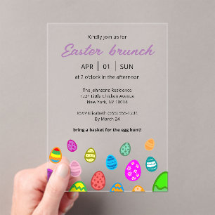 Farbenfrohe Ostern Brunch Acryleinladungen