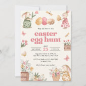 Farbenfrohe Ostern Bunny Easter Egg Party Einladung (Vorderseite)