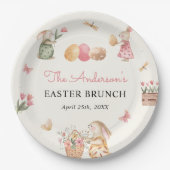 Farbenfrohe Ostern Bunny Easter Egg Party Pappteller (Vorderseite)