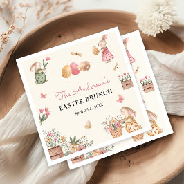 Farbenfrohe Ostern Bunny Easter Egg Party Serviette