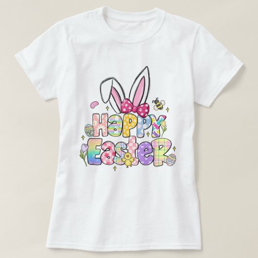 Farbenfrohe Ostern Bunny Floral Spring T-Shirt (Design vorne)