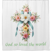 Farbenfrohe Ostern/Frühlingskreuz Duschvorhang (Vorderseite)