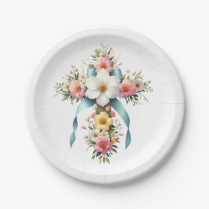 Farbenfrohe Ostern/Frühlingskreuz Pappteller