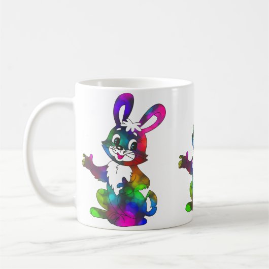 Farbenfrohe Ostern Sonnige Tasse mit Schokolade (Links)