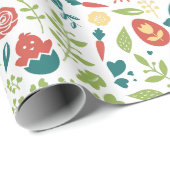 Farbenfrohe Ostersymbole Nahtloses Muster Geschenkpapier (Rolleneckpunkt)