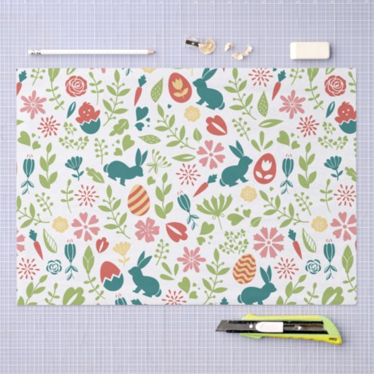 Farbenfrohe Ostersymbole Nahtloses Muster Seidenpapier (Handwerk)