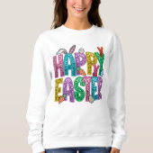 Farbenfrohe Ostertypografie Sweatshirt (Vorderseite)