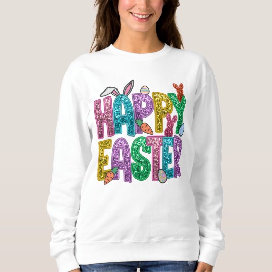 Farbenfrohe Ostertypografie Sweatshirt (Vorderseite)