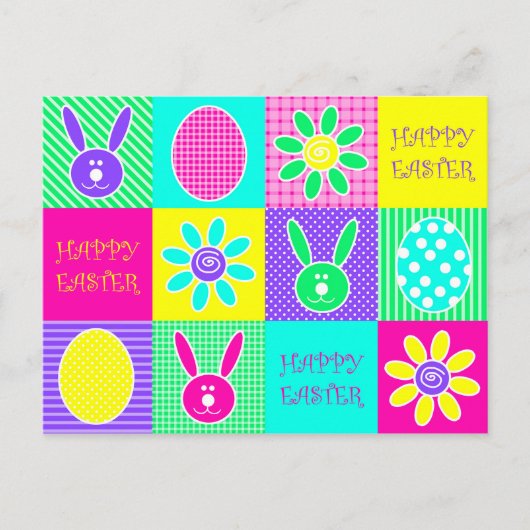 Farbenfrohe Osterzeit Feiertagspostkarte (Vorderseite)