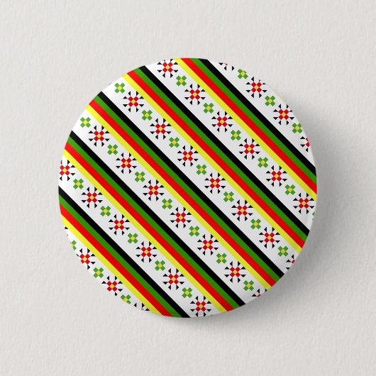 Farbenfrohe östliche Muster-Nummernschild Button (Vorderseite)
