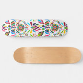 Farbenfrohe Otomi-Butterfly-Blume Fett Muster Skateboard (Horizontal)