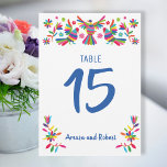 farbenfrohe Otomi-Tischnummer Einladung<br><div class="desc">Tischkarte mit schönen mexikanischen Otomografiemodellen,  wunderschönen Blume und Vögeln,  farbenfroh</div>