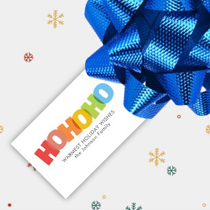 Farbenfrohe Overlapping HO HO HO Christmas Wish Geschenkanhänger