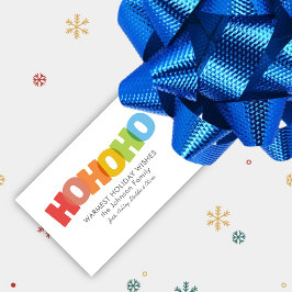 Farbenfrohe Overlapping HO HO HO Christmas Wish Geschenkanhänger