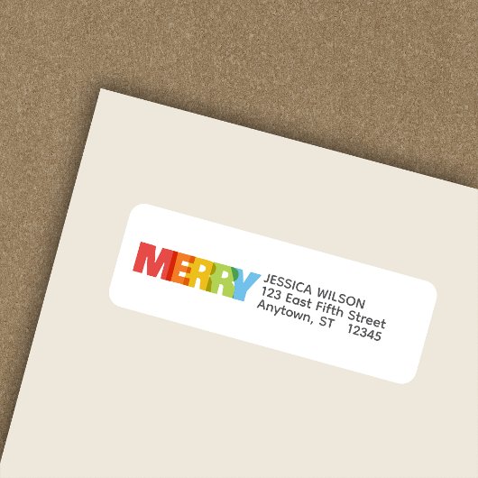 Farbenfrohe Overlapping MERRY Holiday Rücksendeadr