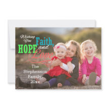 Farbenfrohe Overlay Faith Hope Liebe Foto Weihnach