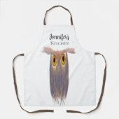 Farbenfrohe Owl Aquarellmalerei Lange Schürze (Vorderseite)