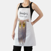 Farbenfrohe Owl Aquarellmalerei Lange Schürze (InSitu)