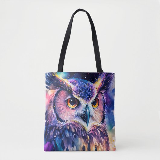 Farbenfrohe Owl-Illustration Tasche (Vorderseite)