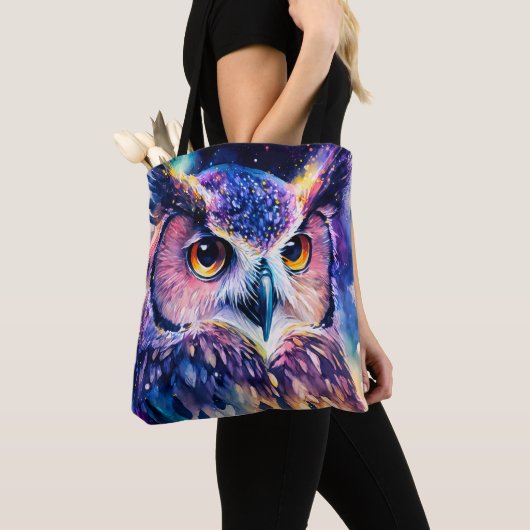 Farbenfrohe Owl-Illustration Tasche (Von Nahem)